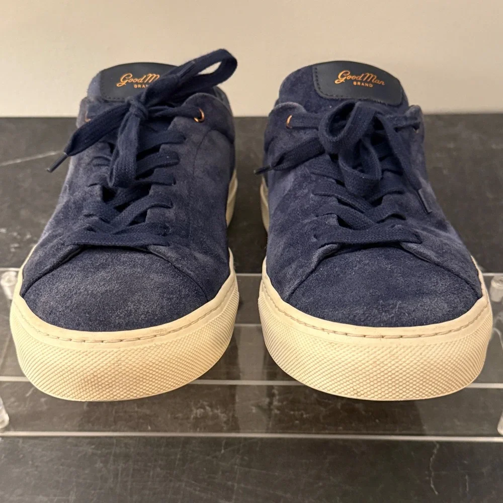 Mens Good Man Brand Edge Sneakers‎ 9 Navy Blue Suede Low Top Made in Italy